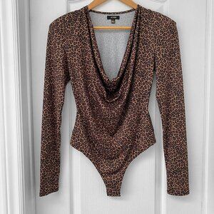 🎬✨ TV Show Supergirl - AFRM - Levi Cowl Leopard Print Bodysuit